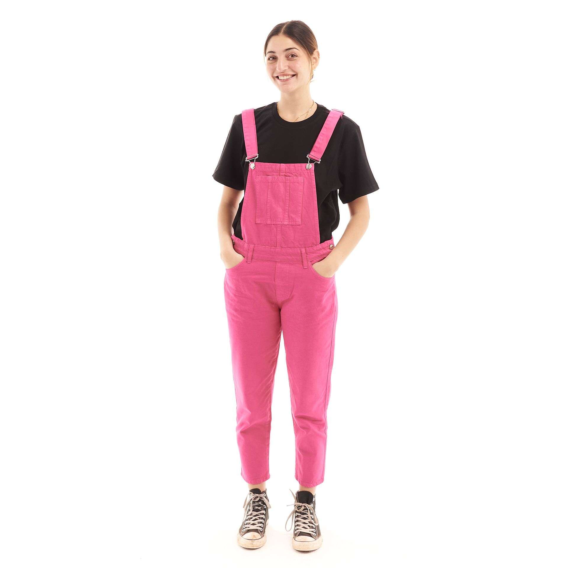 Pink dungaree dress clearance womens